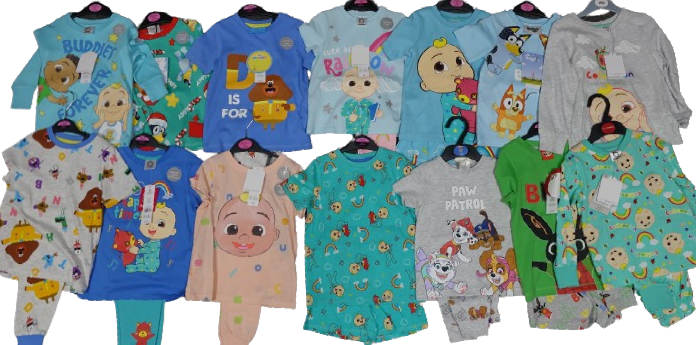 9 Assorted Character Pyjamas Sized 1½-2