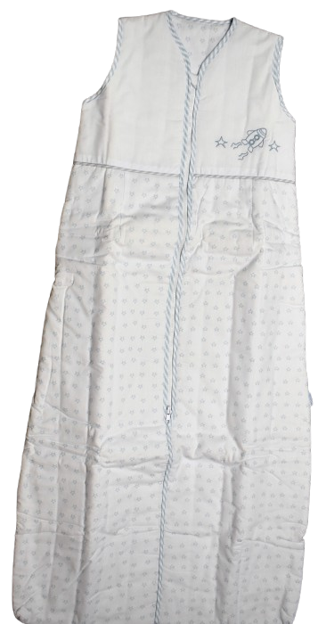 2 Baby Blue Trim Sleeping Bags Rocket Motif 12-36 Months 2.5 Tog