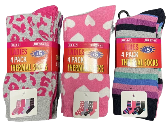 12 Ladies 4Pack Thermal Socks Sized 4-7
