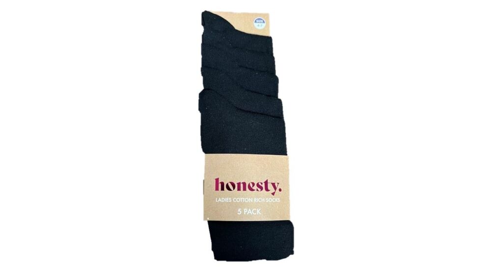 36 Ladies Black 5Pack Cotton Rich Socks Sized 4-7