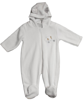 12 Optical White Baby Fleece Kitten Rompers With Ears