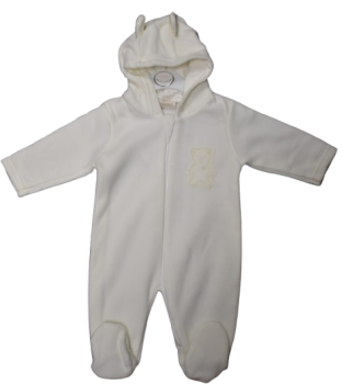 12 Pastel Cream Baby Fleece Bear Rompers With Ears