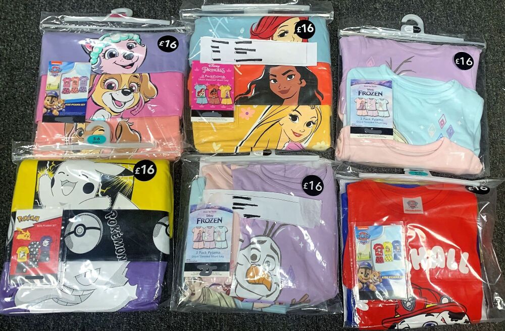 8 Packs of 3 Children's Character Pyjamas