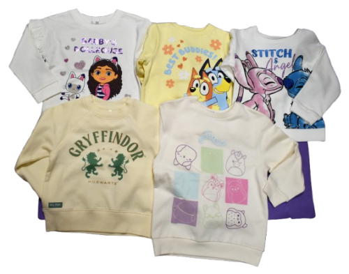 5 Girl's Character Sweatshirts No Labels