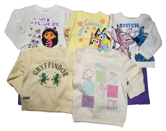 5 Girl's Character Sweatshirts No Labels