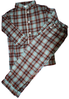 15 Boy's Cotton Checked Mandarin Collar Pyjamas