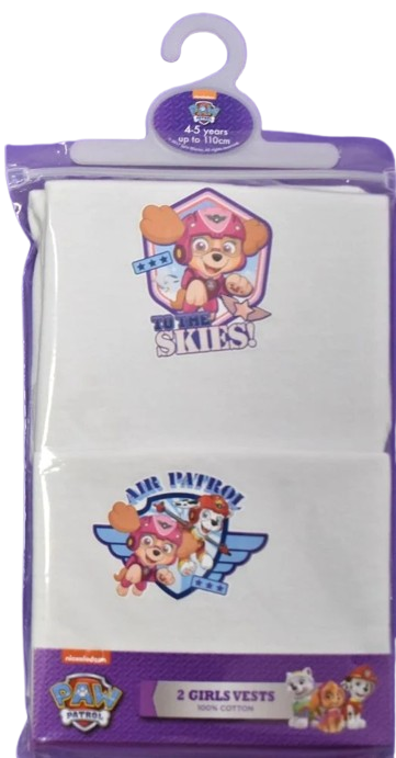 108 girls paw patrol 2 pack vests, just 66p each!