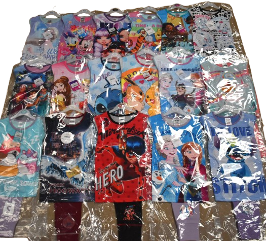 21 Girls Assorted Character Pyjamas On Hangers