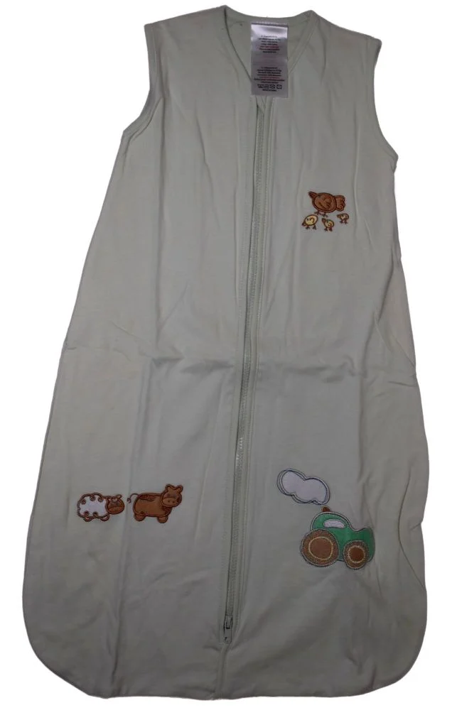 1 Pale Green Farm Animals Sleeping Bags 0.5 TOG Age 6-18 Months