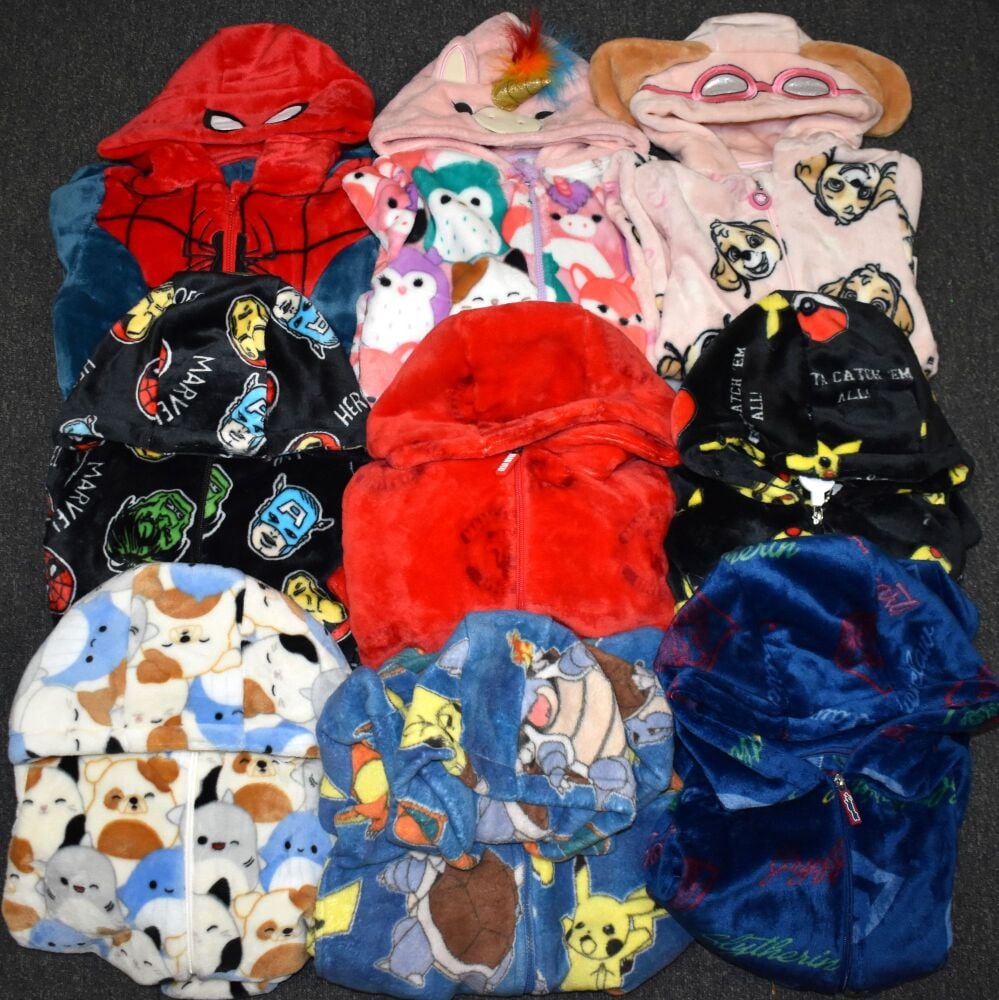 11 Kids Character Fleece Onesies With Hoods