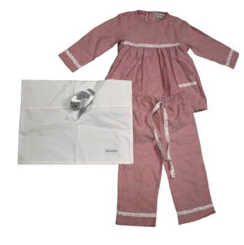 9 Girl's Pink Cotton Pyjamas with Pyjama Case