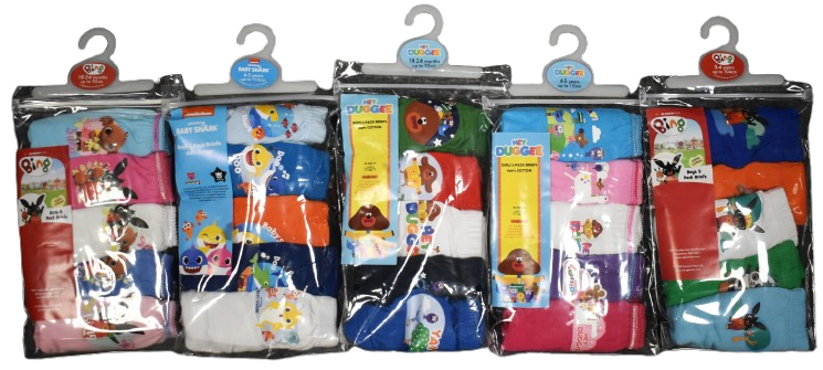 90 Kids 5Pack Assorted Character Briefs Bundle