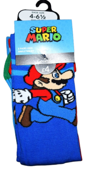19 Kids Super Mario 3pack Socks Size 4-6.5 LAST LOT