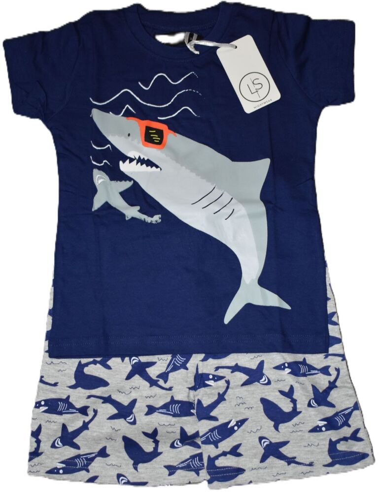 36 Boys Shark Short Pyjamas