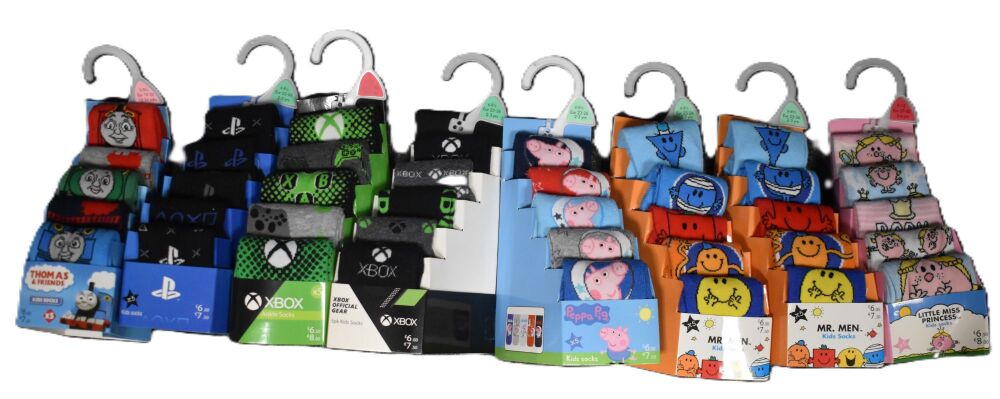8 Packs of 5 Children's Character Socks