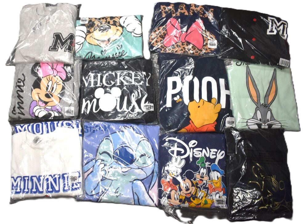 8 Ladies Assorted Disney Character Sweatshirts & Hoodies Size 16-18