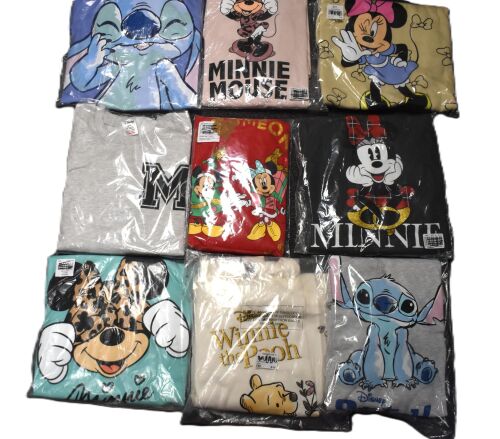 9 Ladies Assorted Disney Character Sweatshirts and Hoodies Size 8-10