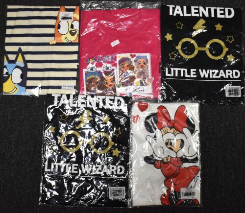 5 Girls Assorted Character T-Shirts Size 7-8