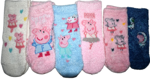 24 Kids Assorted Peppa Pig Fluffy Socks