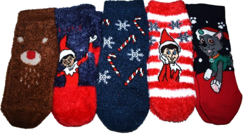 12 Kids Assorted Christmas Socks Size 3-5