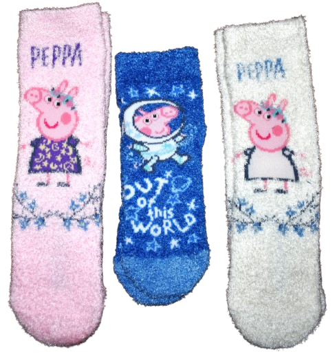3 Kids Assorted Peppa Pig Fluffy Socks