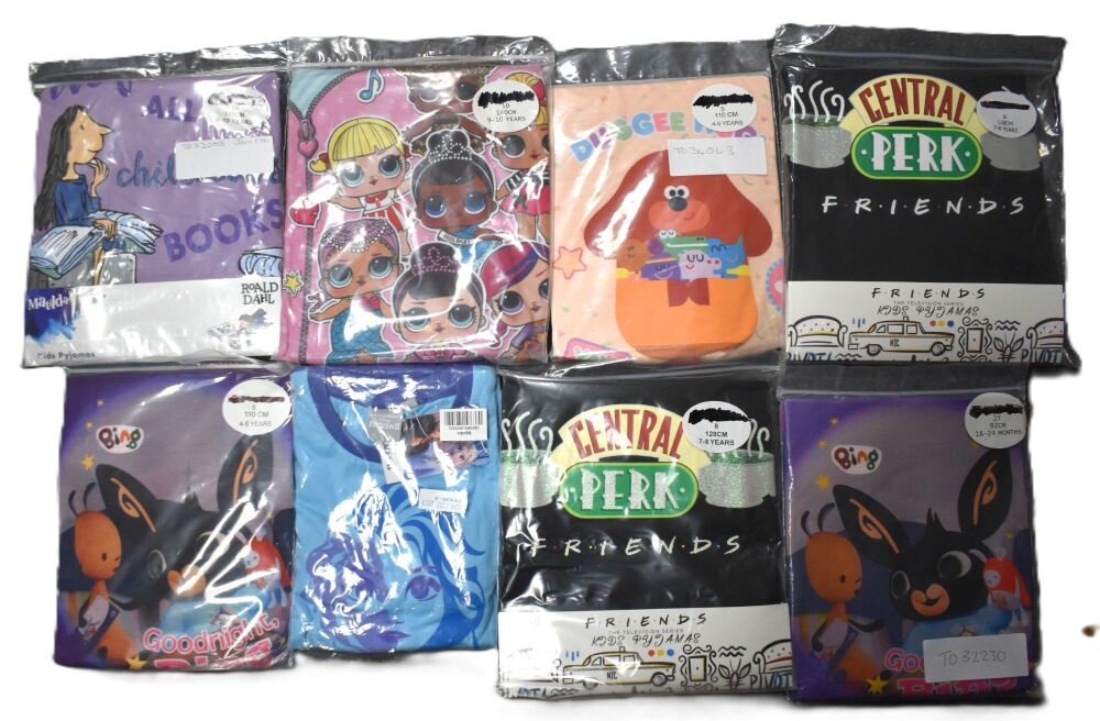 8 Girl's Assorted Character Pyjamas