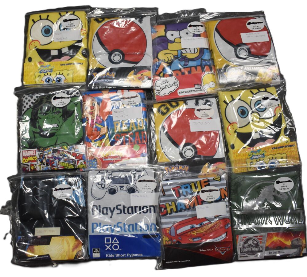 12 Boys Assorted Character Short Pyjamas