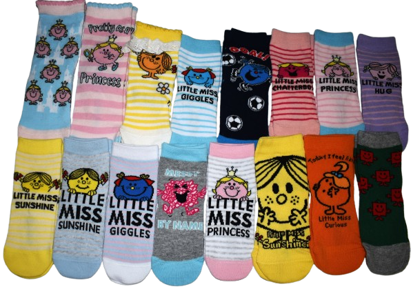 27 Kids Assorted Little Miss/ Mr Men Socks