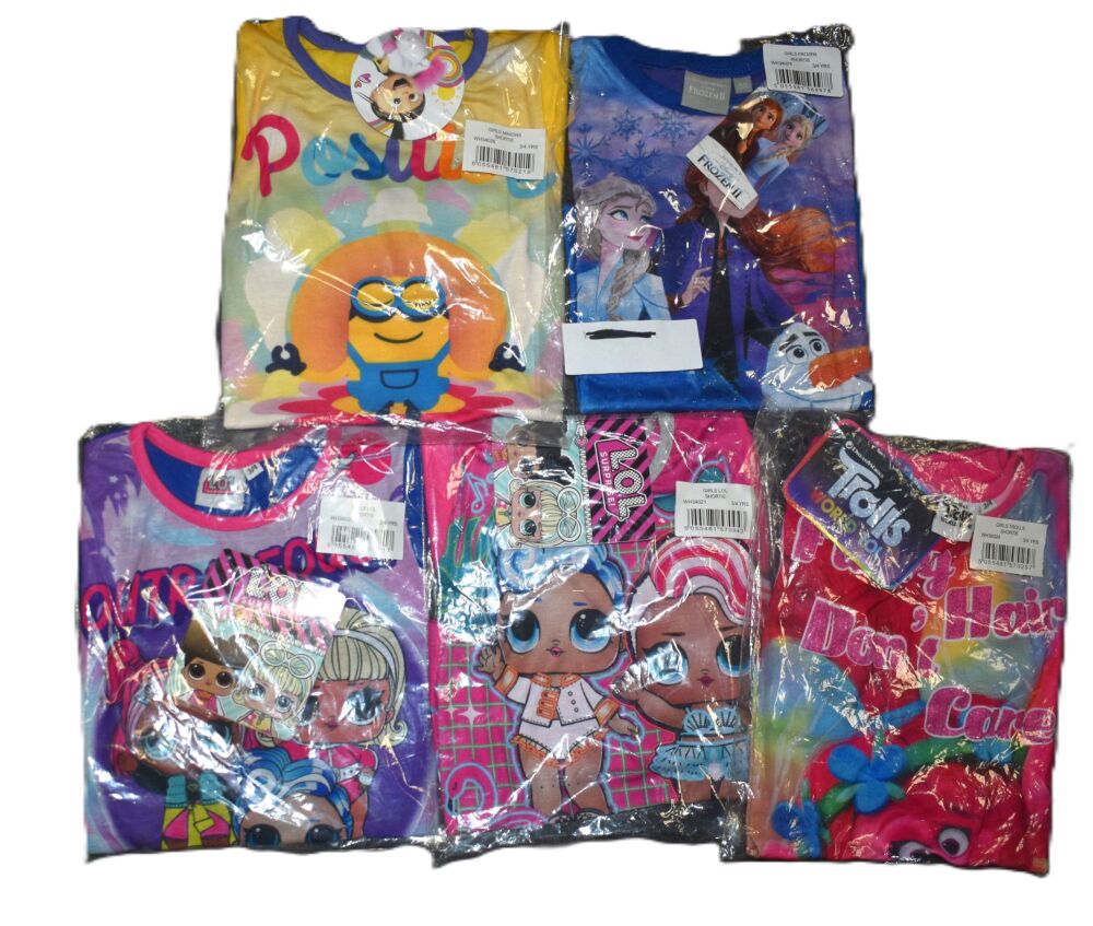 13 Girl's Assorted Character Short Pyjamas