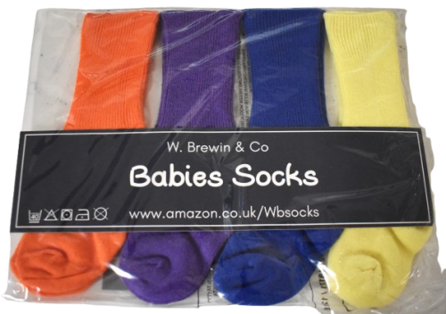 12 4 Pack Baby Socks Size 0-6months