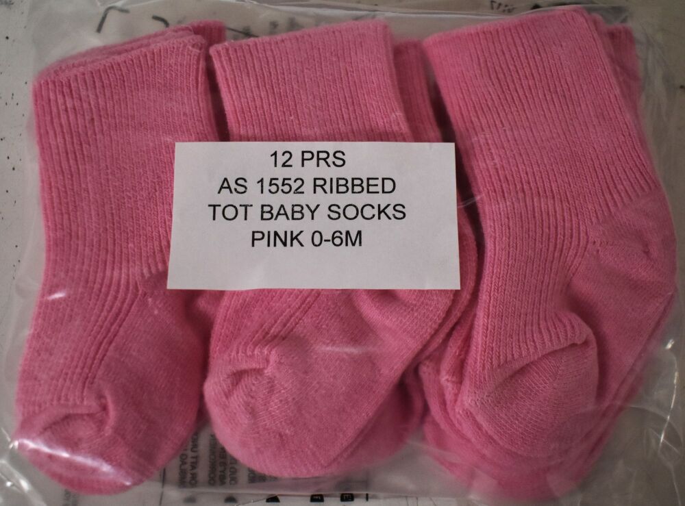 24 Pairs Of Pink Baby Girl Socks Size 0-6months