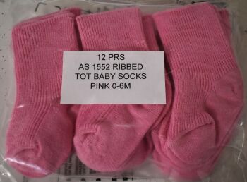 24 Pairs Of Pink Baby Girl Socks Size 0-6months