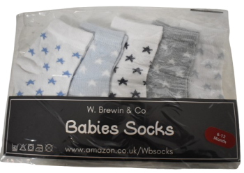 12 5 Pack Baby Boy Socks Size 6-12months