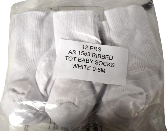 12 Pairs Of White Baby Socks Size 0-6months