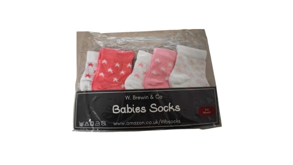12 5 Pack Baby Girl Socks Size 0-6months