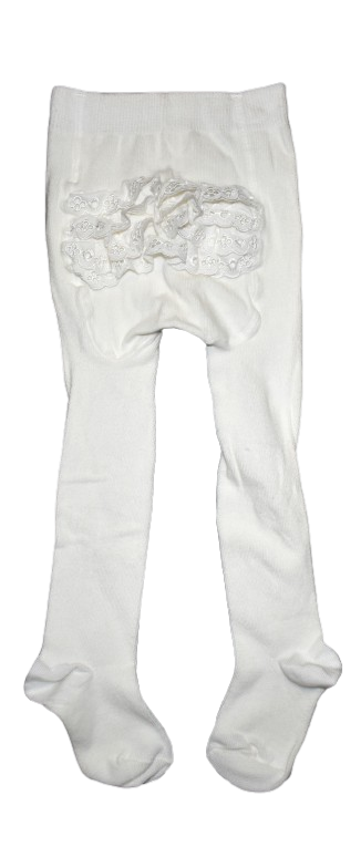 52 Pairs Of Girls White Frilly Tights Size 18-24months