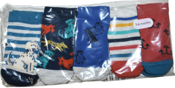 12 5 Pack Baby Socks Size 3-6months