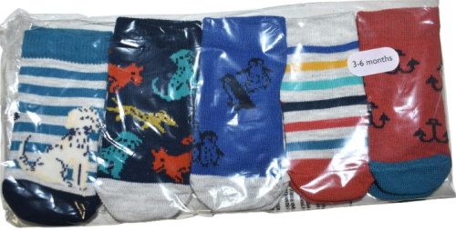 12 5 Pack Baby Socks Size 3-6months