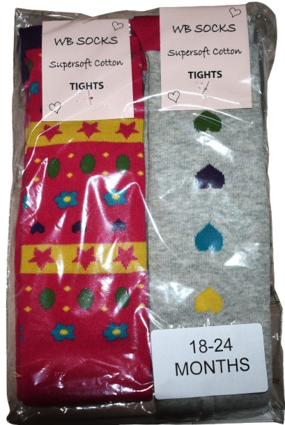 12 Girls 2 Pack Tights Size 18-24months