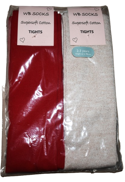 12 Girls 2 Pack Tights Size 2-3