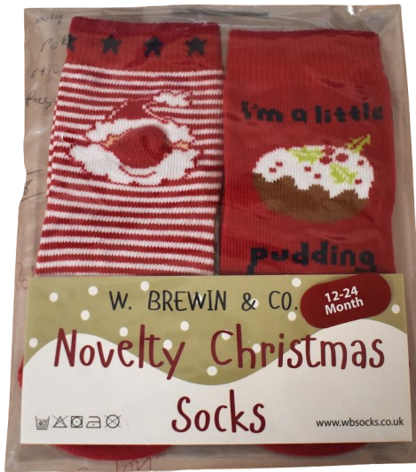 12 Baby 2 Pack Christmas Socks Size 12-24months