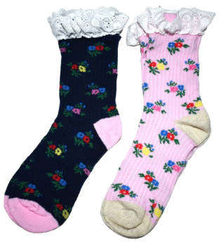 10 Girls Frilly Floral Socks Size 9-12