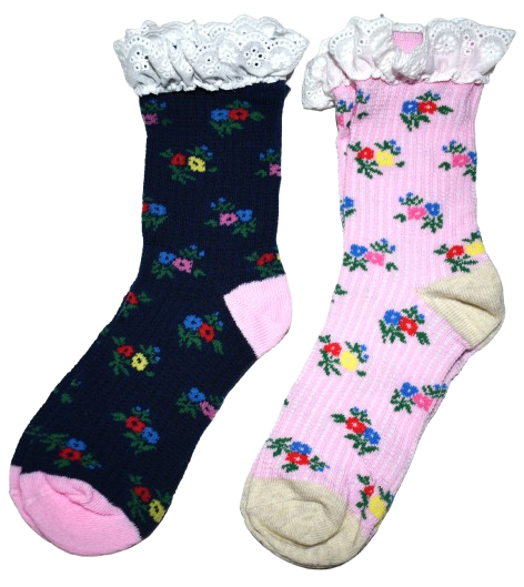 10 Girls Frilly Floral Socks Size 9-12