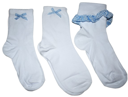 3 Pairs Of Girls Assorted Blue School Socks Size 12.5-3.5