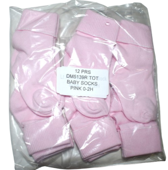 12 Pairs Of Pink Baby Socks Size 0-2