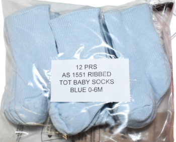 12 Pairs Of Blue Baby Socks Size 0-6months