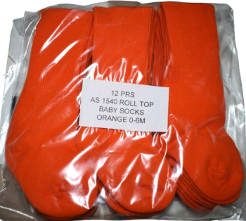 12 Pairs Of Orange Baby Socks Size 0-6months