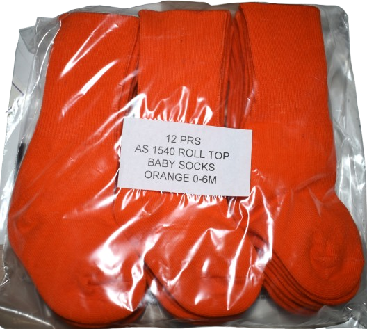 12 Pairs Of Orange Baby Socks Size 0-6months
