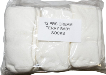 12 Pairs Of Cream Teddy Baby Socks Size 0-6months