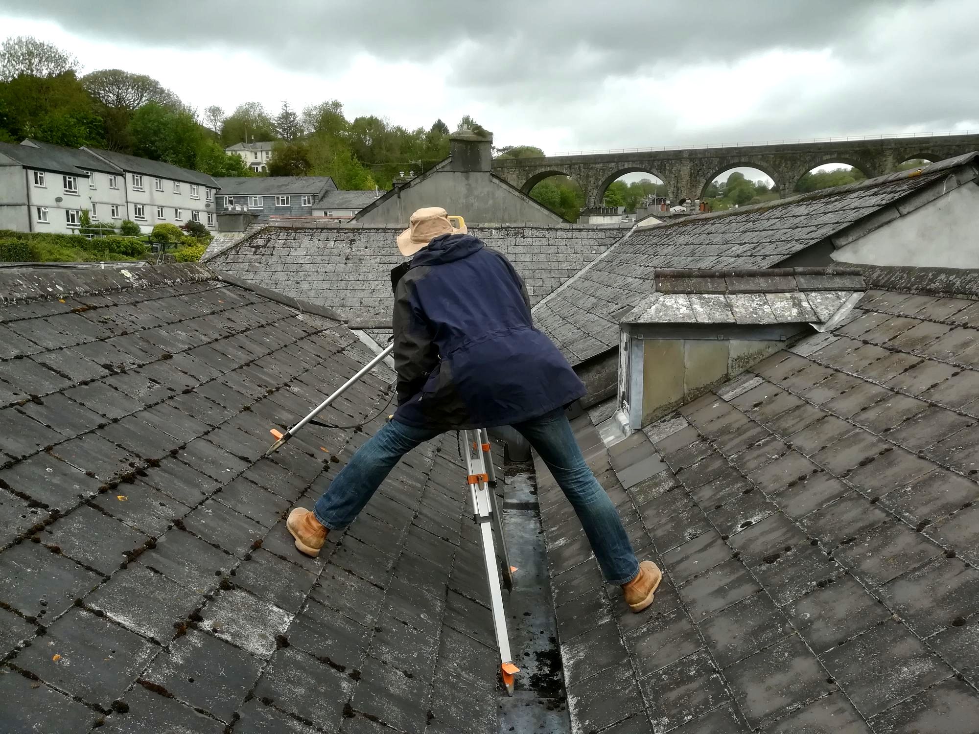 Surveying a roof in Tavistock, Devon